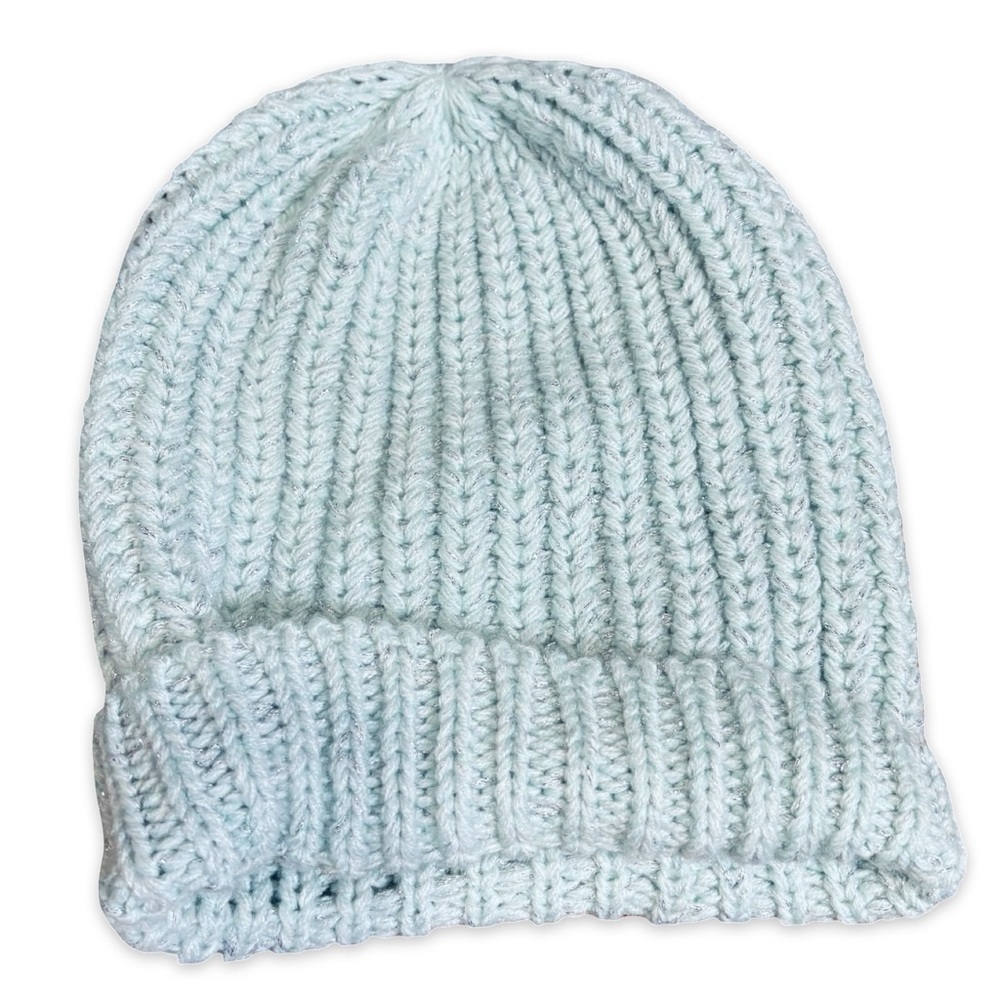 ~BUNDLE ONLY~Cozy Knit Slouchy Beanie - Light Blue/Mint w/ Silver
